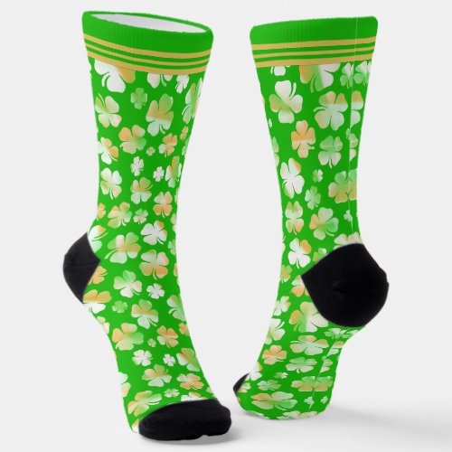 Shamrocks St Patricks Day Variegated Pattern Socks