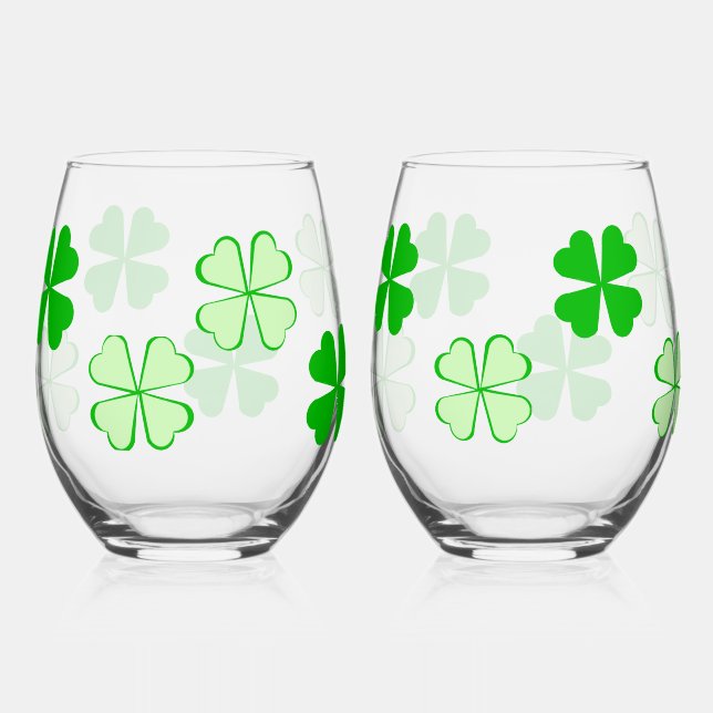 Shamrocks Stemless Wine Glasses (Front)