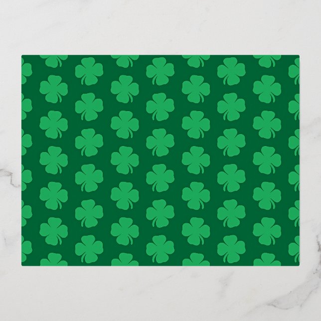 Shamrocks, symbol of St. Patrick's Day, Foil Holiday Postcard (Front)