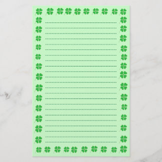 Shamrocks Trimmed in Gold, Lined Stationery