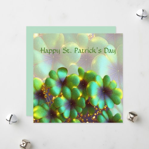 Shamrocks with gold accents St Patricks Day  Holiday Card