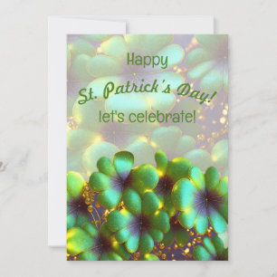 Shamrocks with gold accents, St. Patrick's Day Invitation