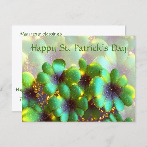 Shamrocks with gold accents St Patricks Day  Postcard