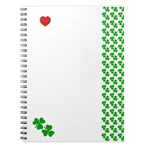 Shamrocks with red heart Irish Stationery Notebook