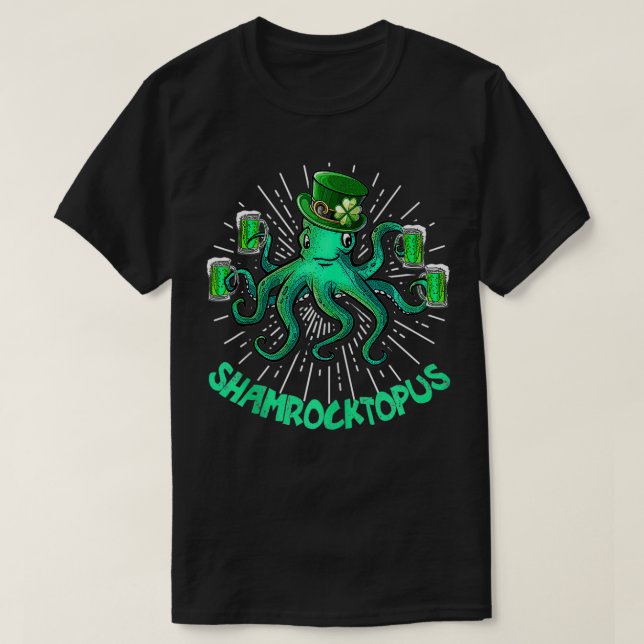 Shamrocktopus  StPatricks Day Irish Octopus  T-Shirt (Design Front)