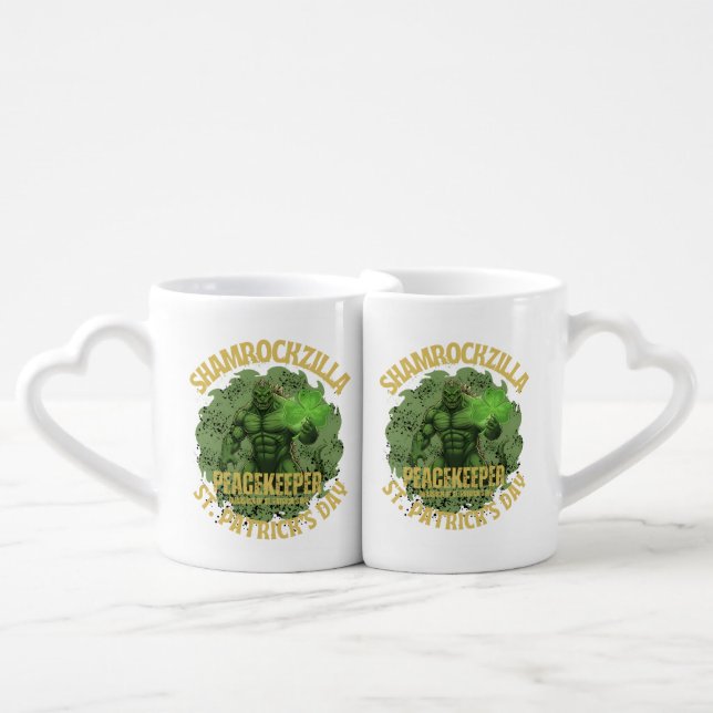 Shamrockzilla Peacekeeper: St. Patrick’s Day Kaiju Coffee Mug Set (Front Nesting)