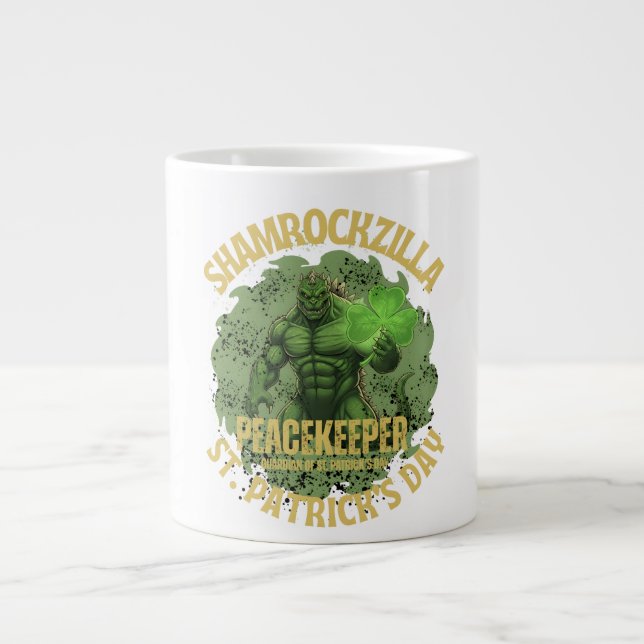 Shamrockzilla Peacekeeper: St. Patrick’s Day Kaiju Giant Coffee Mug (Front)