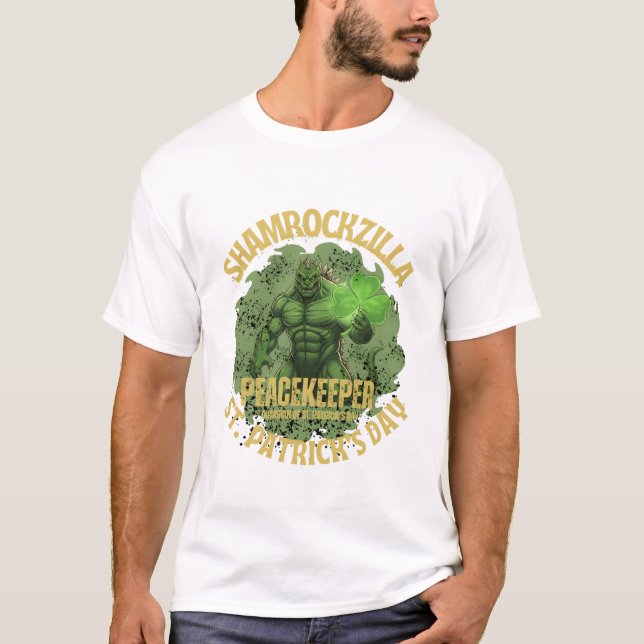 Shamrockzilla Peacekeeper: St. Patrick’s Day Kaiju T-Shirt (Front)