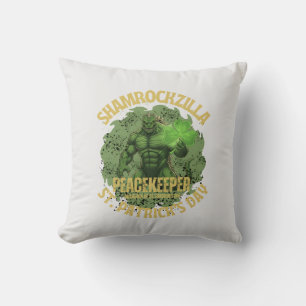 Shamrockzilla Peacekeeper: St. Patrick’s Day Kaiju Throw Pillow