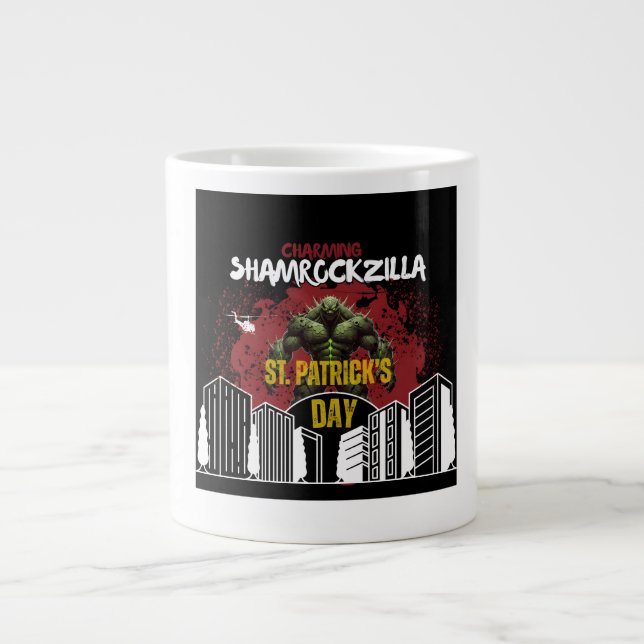 Shamrockzilla: St. Patrick’s Day Kaiju Monster Giant Coffee Mug (Front)