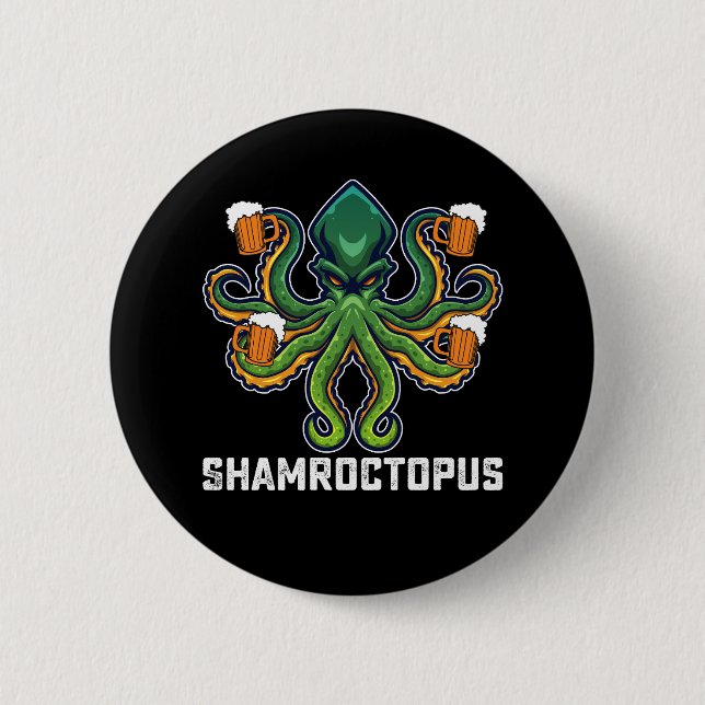 Shamroctopus Octopus Lover St Patrick's Day Button (Front)