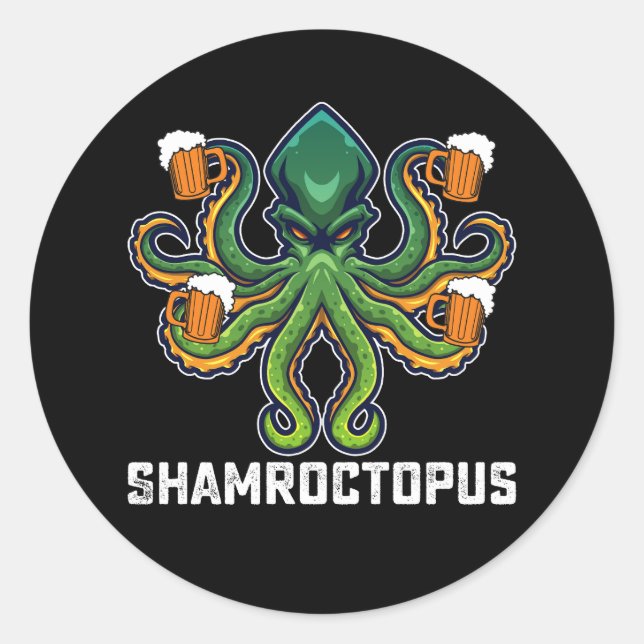 Shamroctopus Octopus Lover St Patrick's Day Classic Round Sticker (Front)