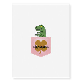 Shamsaurus pocket st patrick's day shamrock clover temporary tattoos