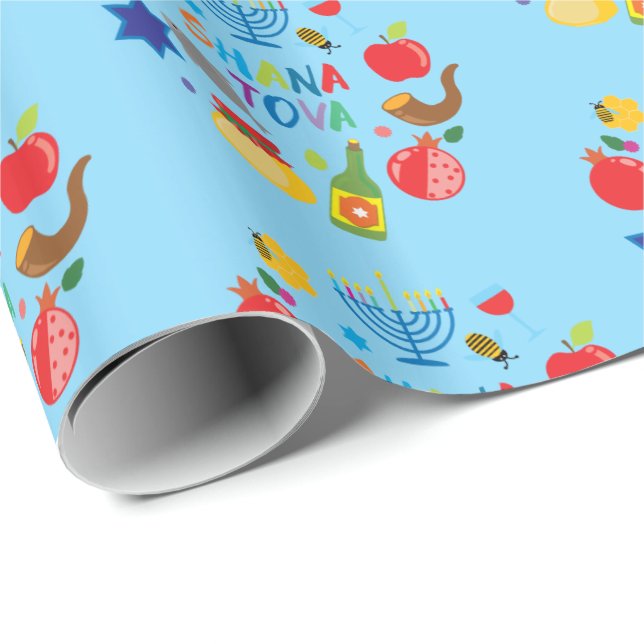 Shana Tova 2.1 circles - baby blue Wrapping Paper (Roll Corner)