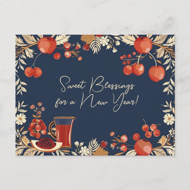  Shana Tova - blue Postcard (Front)