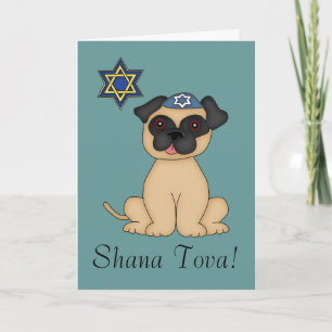 Shana Tova-Cute Jewish Pug Dog Holiday Card