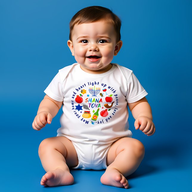 🍯 🍎🐟  Shana Tova! Happy New Year custom text Baby Bodysuit (Shana Tova! Happy New Year custom text Baby Bodysuit)
