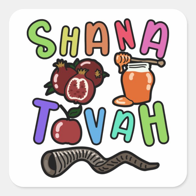 Shana Tova Rosh Hashanah Jewish New Year Holiday Square Sticker (Front)