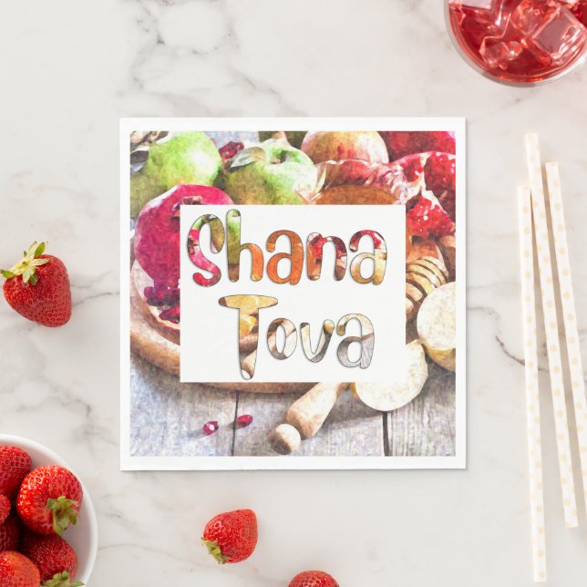 Shana Tova - Rosh Hashanah with Apples and Honey Napkins (Insitu)