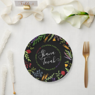 Shana Tovah Jewish New Year Greetings Paper Plates