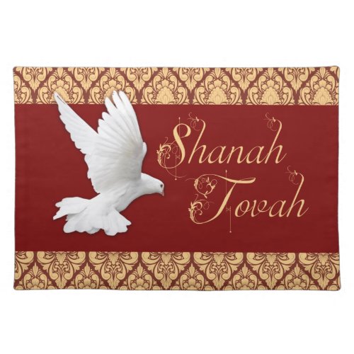 Shanah Tovah Happy Rosh Hashanah New Year Dove Cloth Placemat
