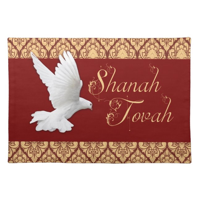 Shanah Tovah Happy Rosh Hashanah New Year Dove Cloth Placemat (Front)