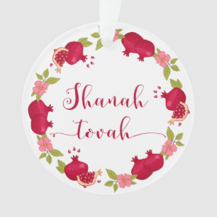 Shanah Tovah New Year Pomegranate Flower Wreath Ornament