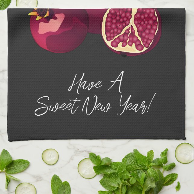 Shanah Tovah Pomegranate Personalized  Kitchen Towel (Folded)