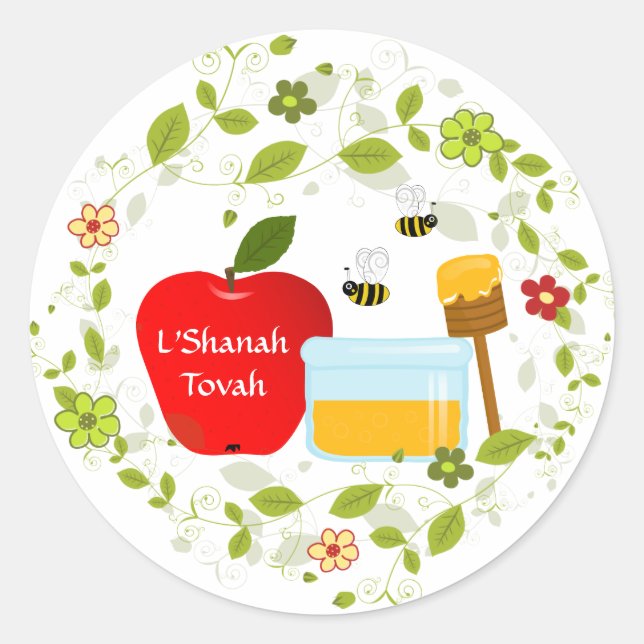 Shanah Tovah Rosh Hashanah Jewish New Year Classic Round Sticker (Front)