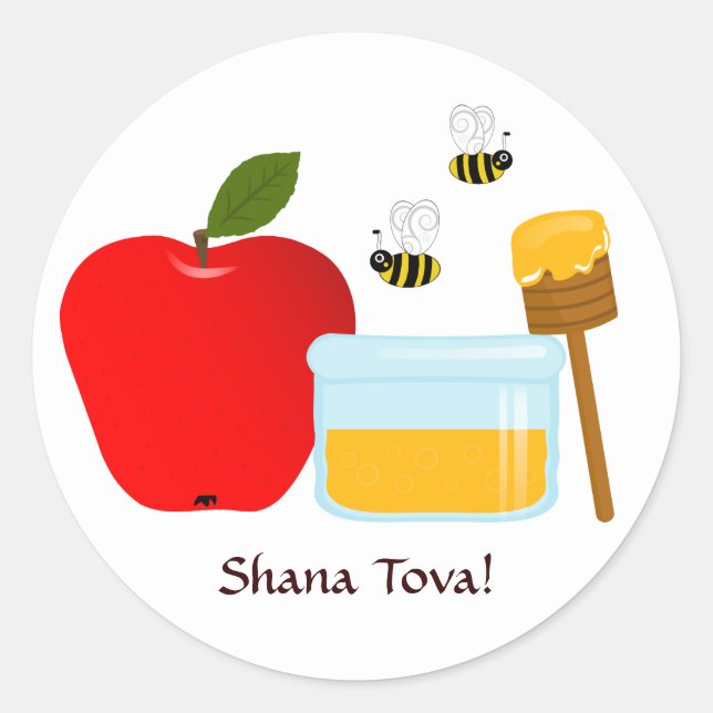 Shanah Tovah Rosh Hashanah Jewish New Year Classic Round Sticker (Front)