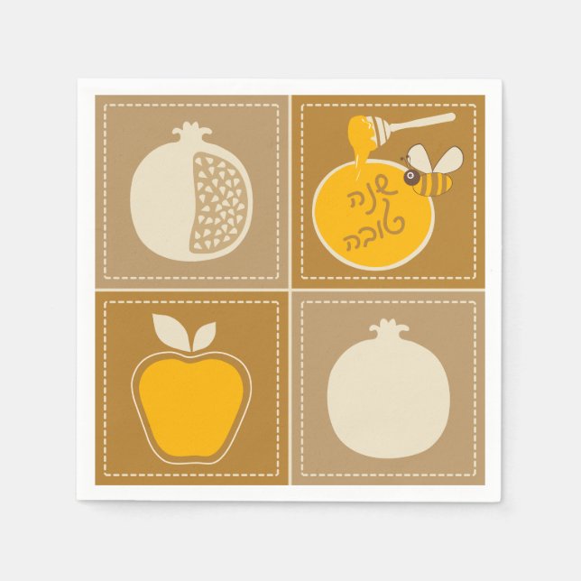 Shanah Tovah Rosh Hashanah Jewish New Year Paper Napkins (Front)