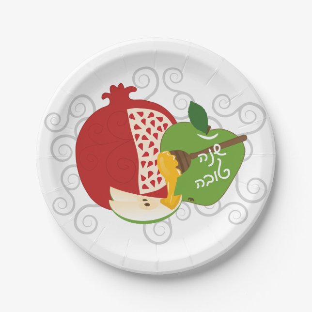 Shanah Tovah Rosh Hashanah Jewish New Year Paper Plates (Front)