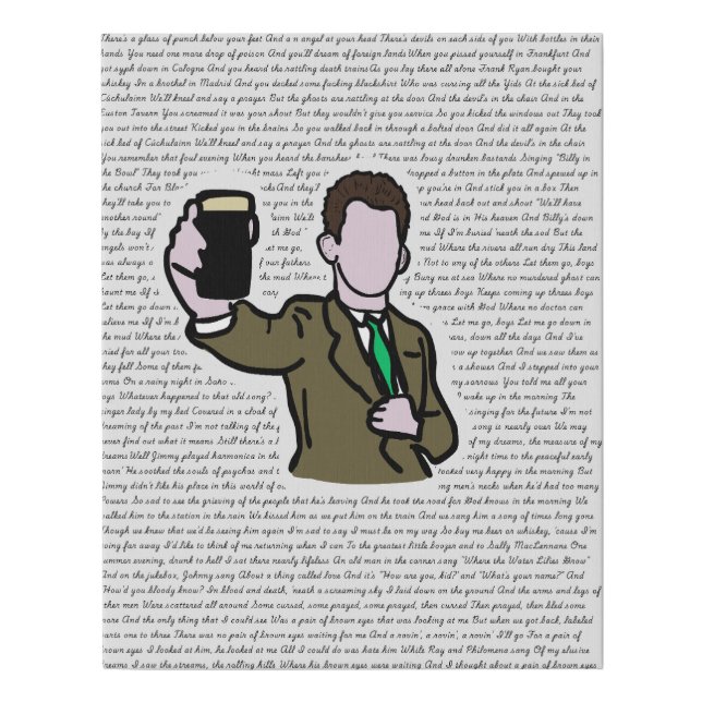 Shane McGowan - Lyrics Portrait Faux Canvas Print (Front)