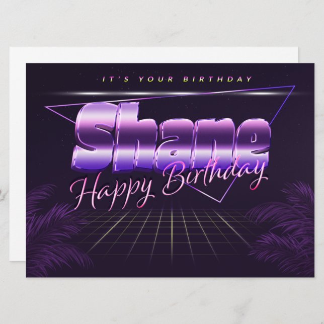Shane Name First name lila retro card Birthday (Front/Back)