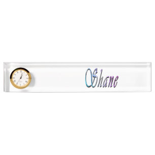 Shane, Name, Logo, Desk Name Pate With Clock. Plate