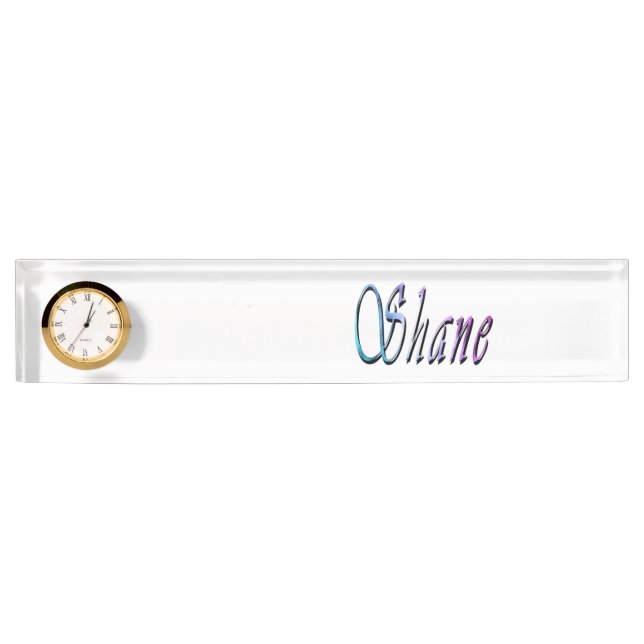 Shane, Name, Logo, Desk Name Pate With Clock. Plate (Front)
