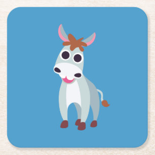 Shane the Donkey Square Paper Coaster