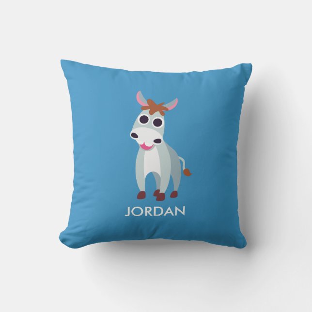 Shane the Donkey Throw Pillow (Front)
