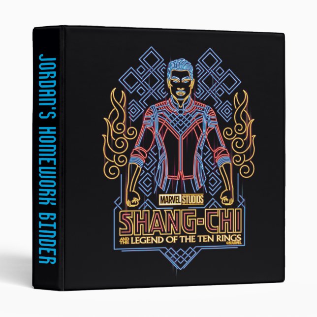 Shang-Chi Neon Light Graphic 3 Ring Binder (Front/Spine)