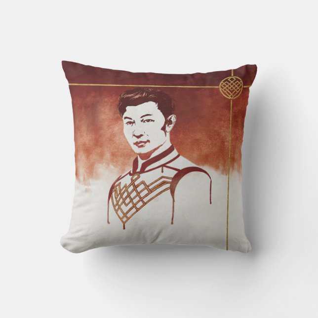 Shang-Chi Watercolor Portrait Throw Pillow (Front)
