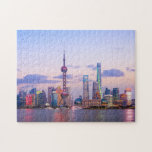 Shanghai China Asia Landmark Skyline Sunset Jigsaw Puzzle<br><div class="desc">Enjoy the amazing and breathtaking view of your puzzle game while relaxing at home with your family and friends. Colorful Shanghai, China buildings skyline at the front perspective view showing the specific and modern Chinese architecture and design makes perfect gift for you or your friend, mom, dad, sister, brother, son,...</div>