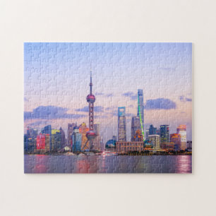 Shanghai China Asia Landmark Skyline Sunset Jigsaw Puzzle