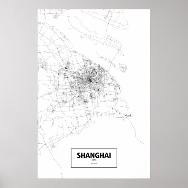 Shanghai, China (black on white) Poster (Front)