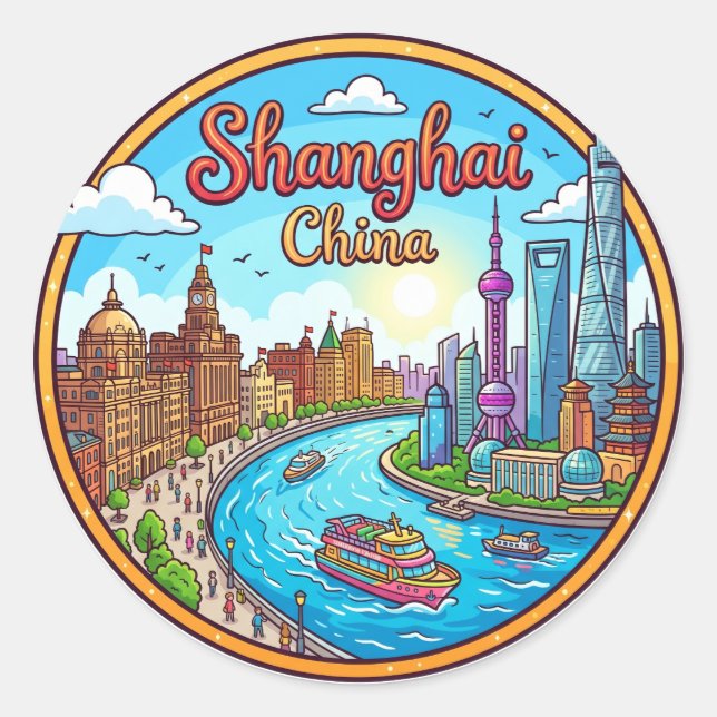 Shanghai, China China Classic Round Sticker (Front)