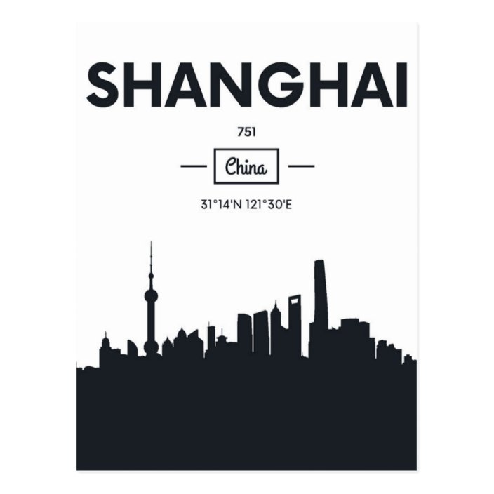 Shanghai, China | City Coordinates Postcard | Zazzle.com