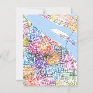 Shanghai China City Map Postcard