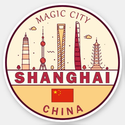 Shanghai China City Skyline Emblem Sticker