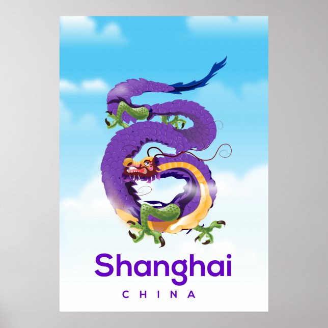 Shanghai China Dragon travel poster (Front)