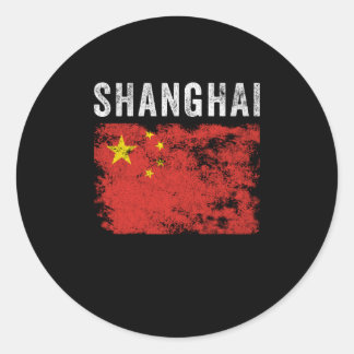 Shanghai China Flag Chinese Souvenir Classic Round Sticker