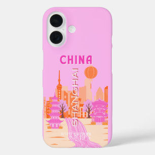 Shanghai China Pink Travel Art iPhone 16 Case